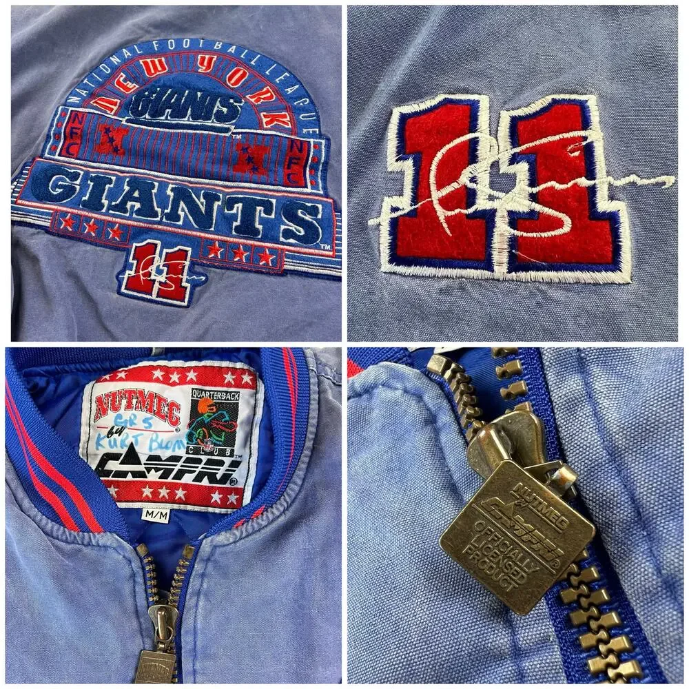 New York Giants Phil Simms Nutmeg Campri Vintage Jacket Coat Size Men's Medium